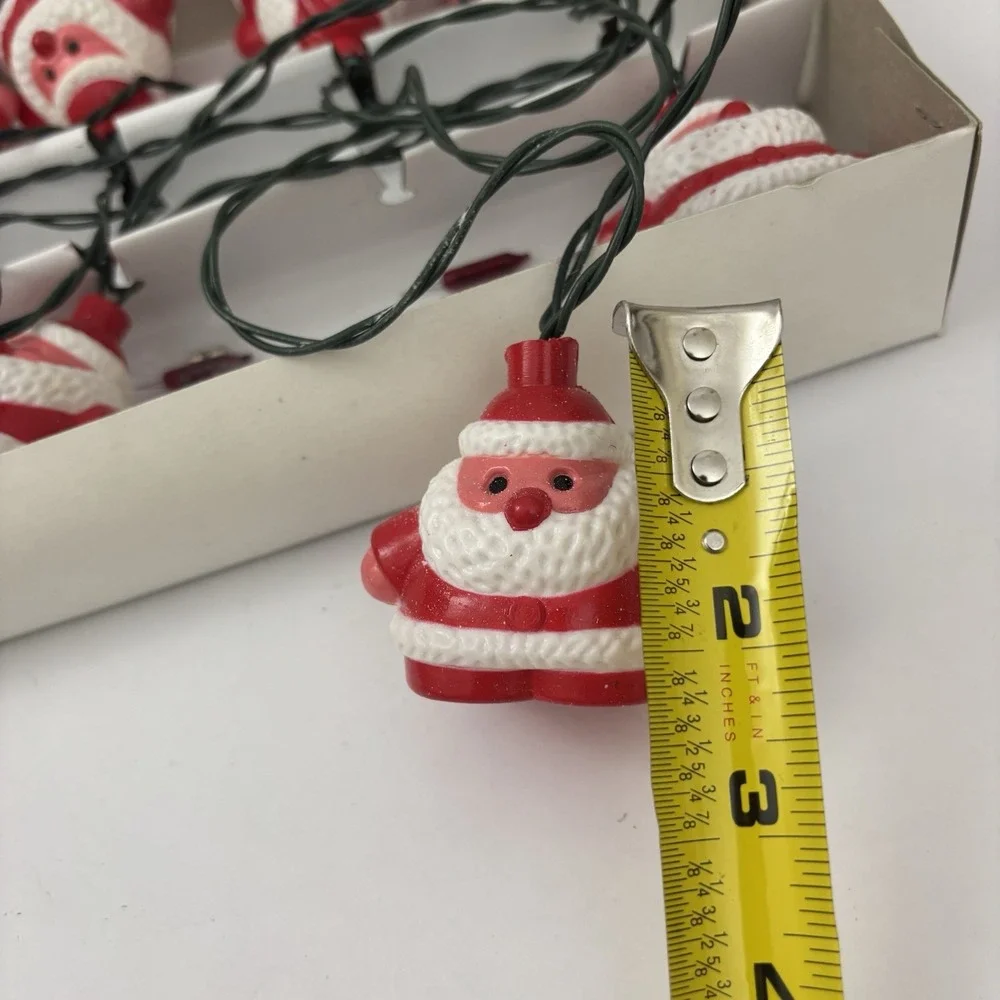 Vintage Santa Claus Blow Mold String Lights (10) In Box WORK Christmas Decor